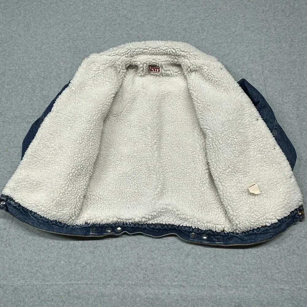 VTG Levi's 80s Made In USA 44R Sherpa Fleece Lined Denim Jacket Cowboy‎ Western